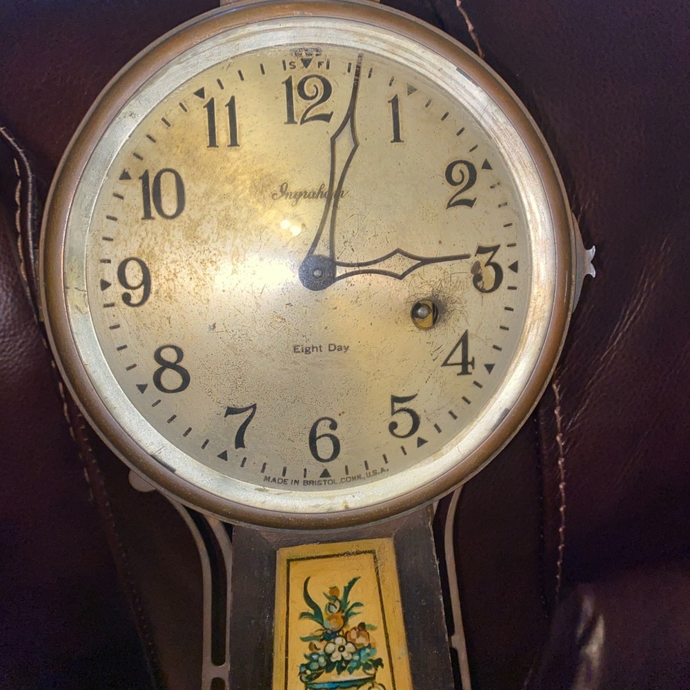 E. Ingraham Antique 8 Day Banjo Wall Clock Glass Panel MCM Not Tested As Is - Picture 3 of 16